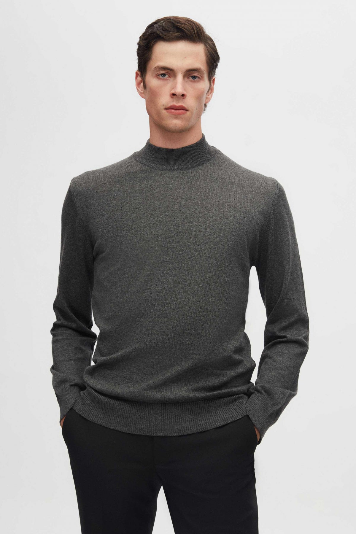 Ds Damat Regular Fit Cotton Blend Half Turtleneck Knit Sweater  - Anthracite