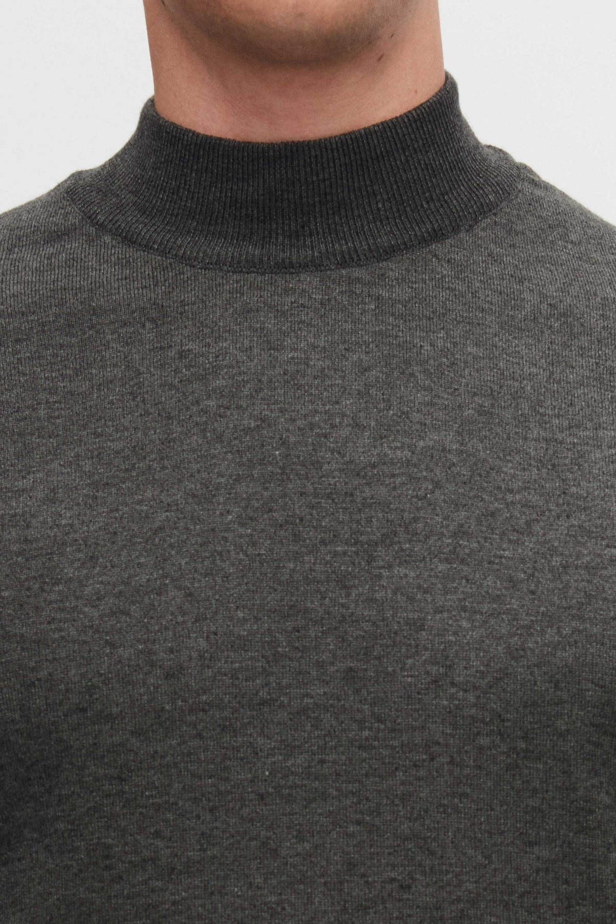 Ds Damat Regular Fit Cotton Blend Half Turtleneck Knit Sweater  - Anthracite