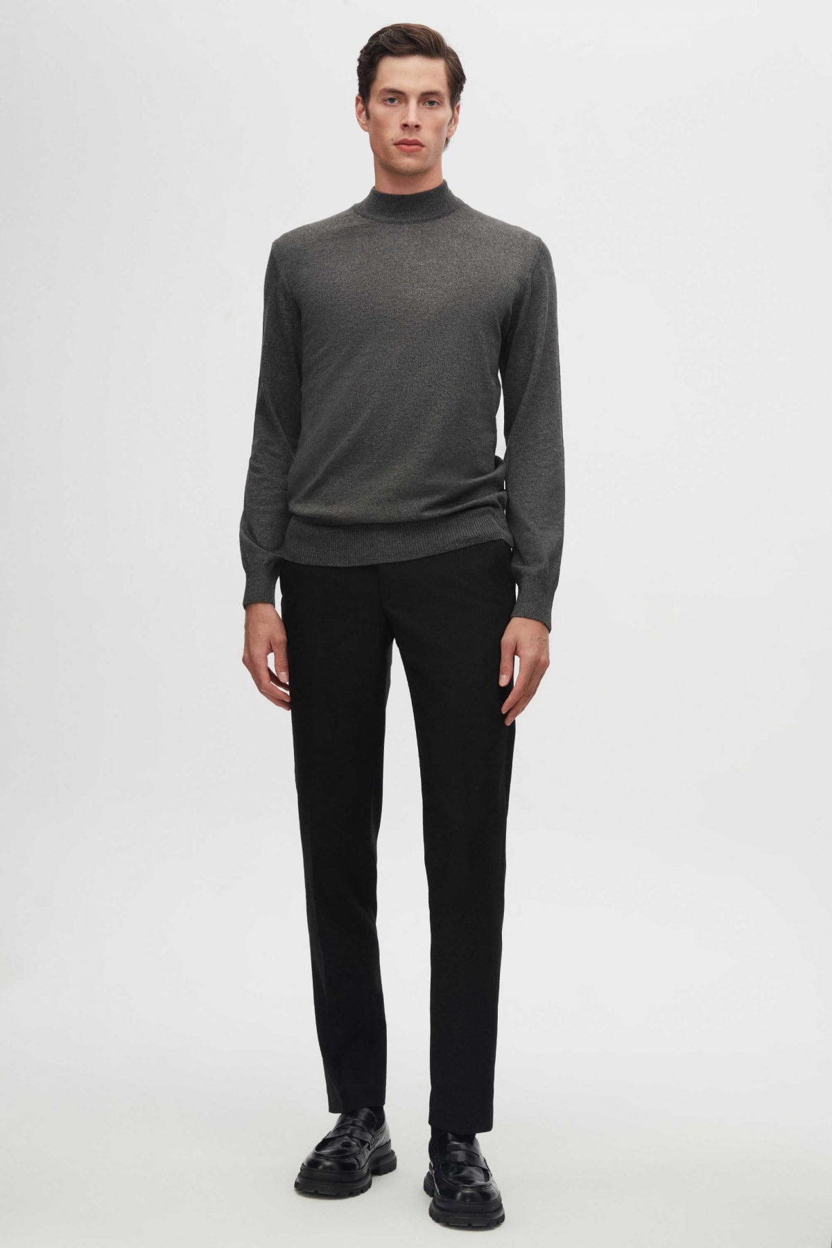 Ds Damat Regular Fit Cotton Blend Half Turtleneck Knit Sweater  - Anthracite