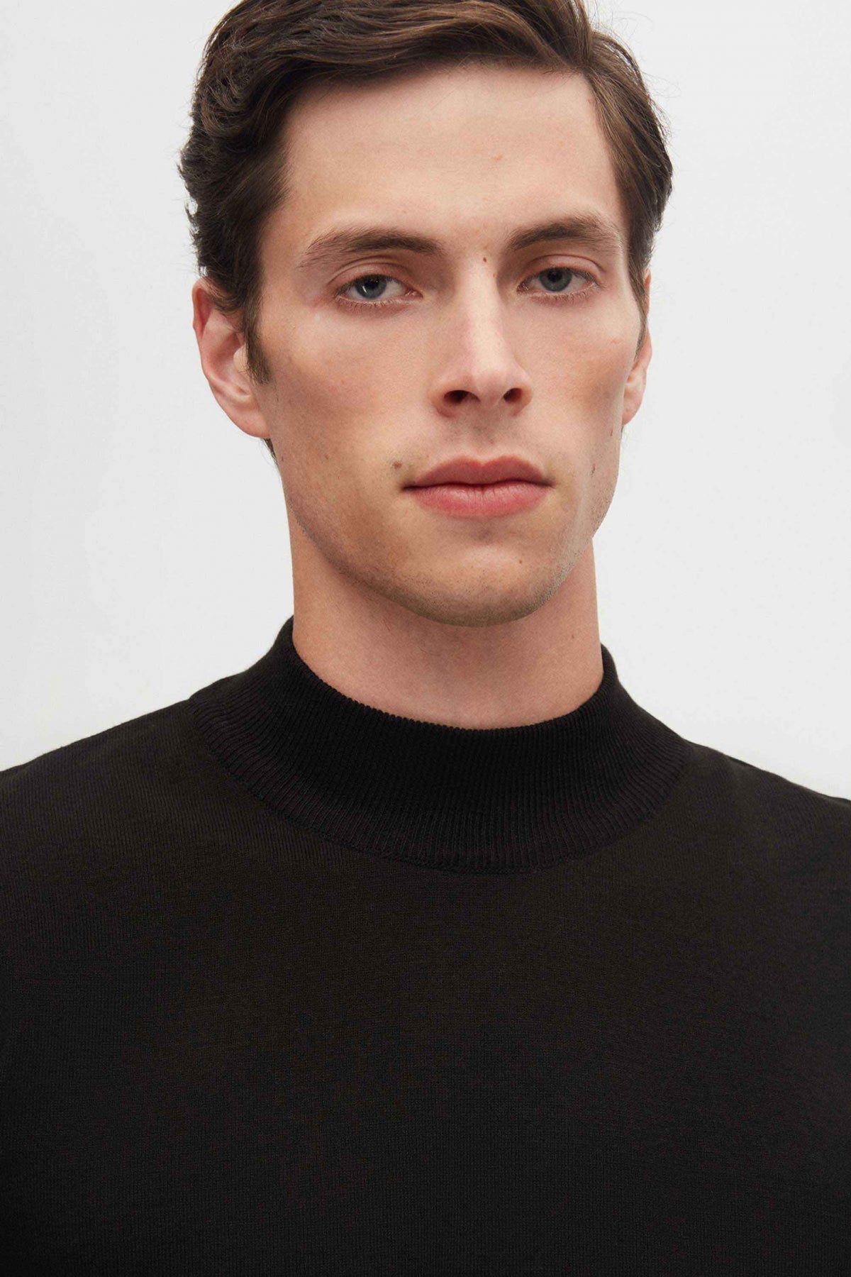Ds Damat Regular Fit Cotton Blend Half Turtleneck Knit Sweater  - Black