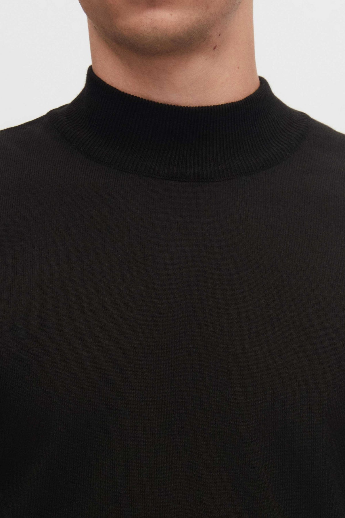 Ds Damat Regular Fit Cotton Blend Half Turtleneck Knit Sweater  - Black