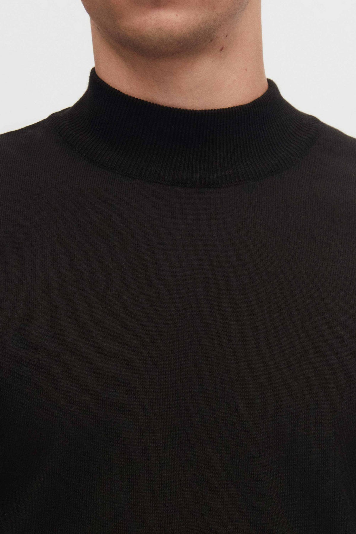 Ds Damat Regular Fit Cotton Blend Half Turtleneck Knit Sweater  - Black