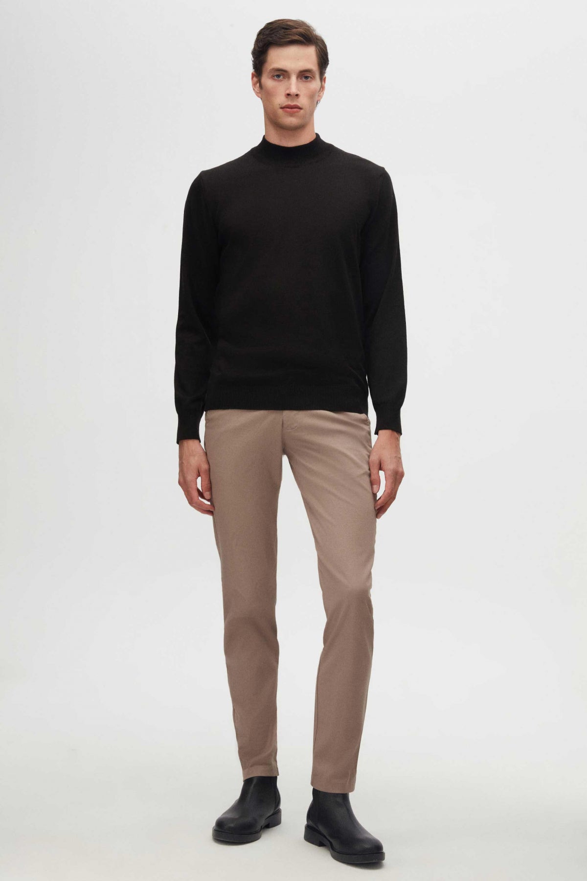 Ds Damat Regular Fit Cotton Blend Half Turtleneck Knit Sweater  - Black