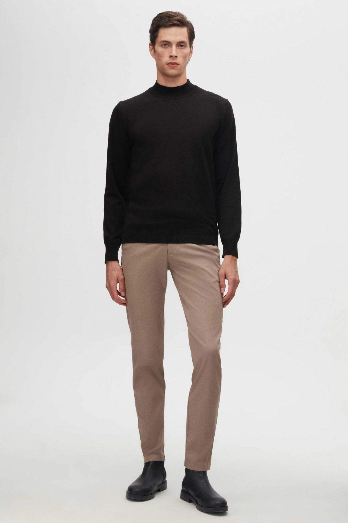 Ds Damat Regular Fit Cotton Blend Half Turtleneck Knit Sweater  - Black