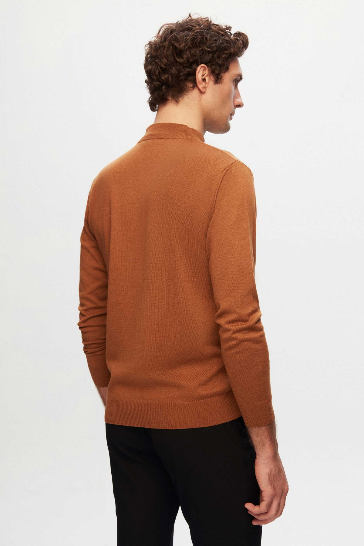 Ds Damat Regular Fit Cotton Blend Half Turtleneck Knit Sweater  - Camel