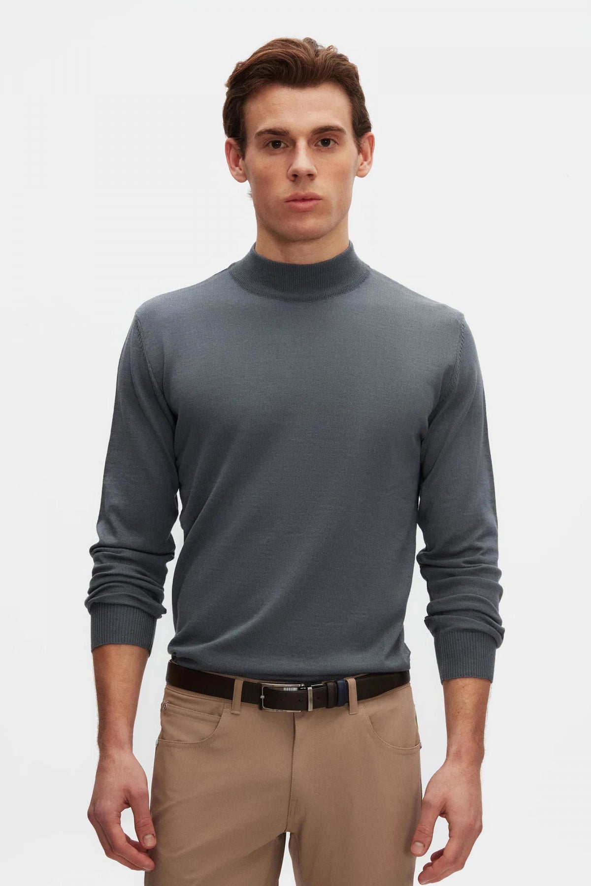 Ds Damat Regular Fit Cotton Blend Half Turtleneck Knit Sweater  - Dark Blue