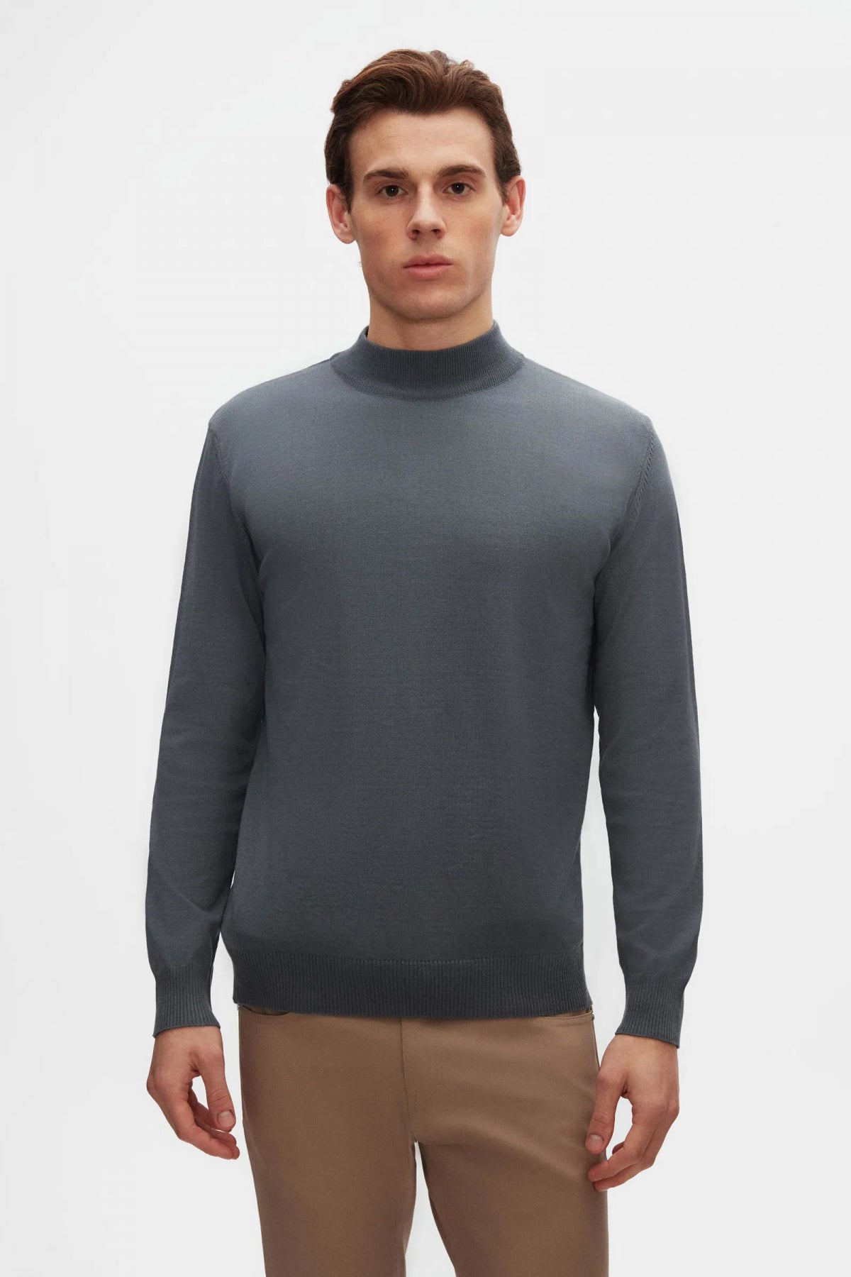Ds Damat Regular Fit Cotton Blend Half Turtleneck Knit Sweater  - Dark Blue