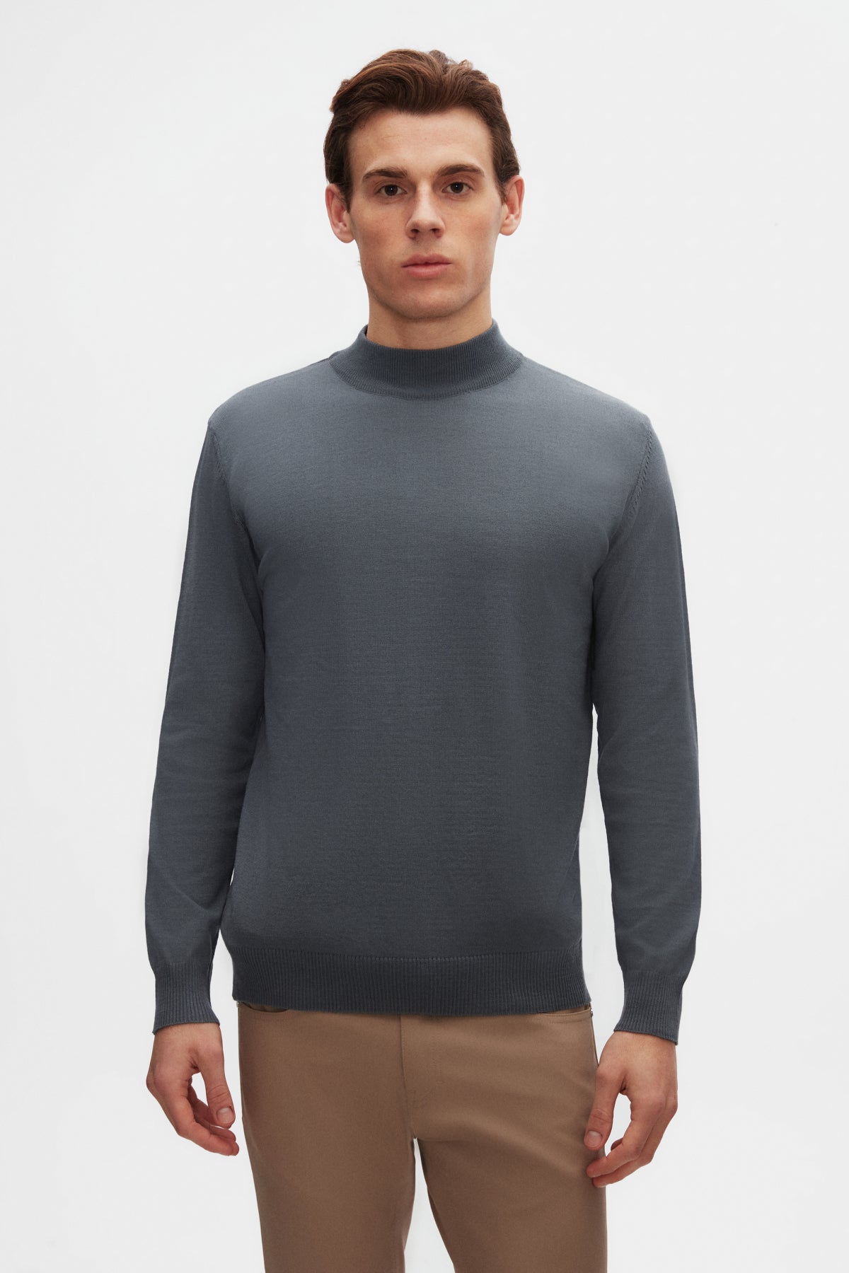 Ds Damat Regular Fit Cotton Blend Half Turtleneck Knit Sweater  - Dark Blue