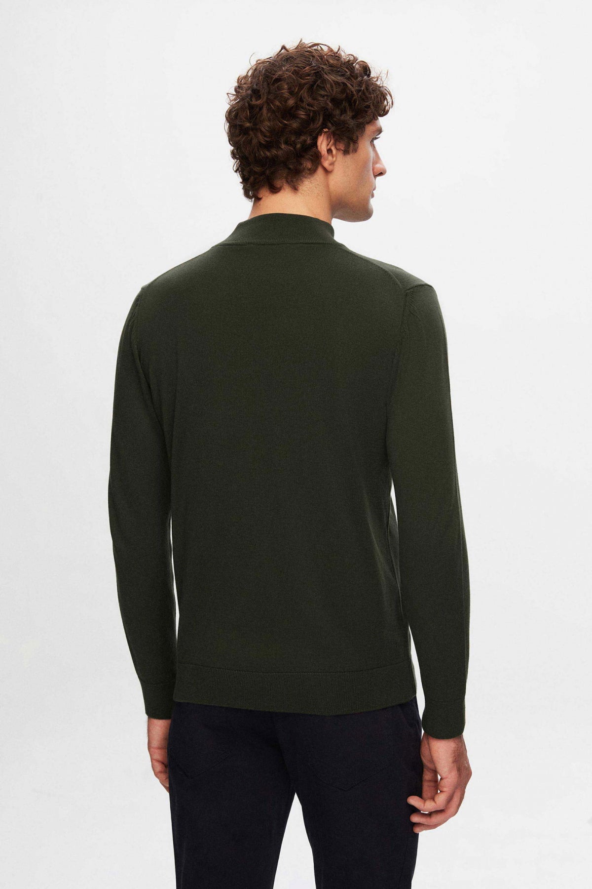 Ds Damat Regular Fit Cotton Blend Half Turtleneck Knit Sweater  - Khaki