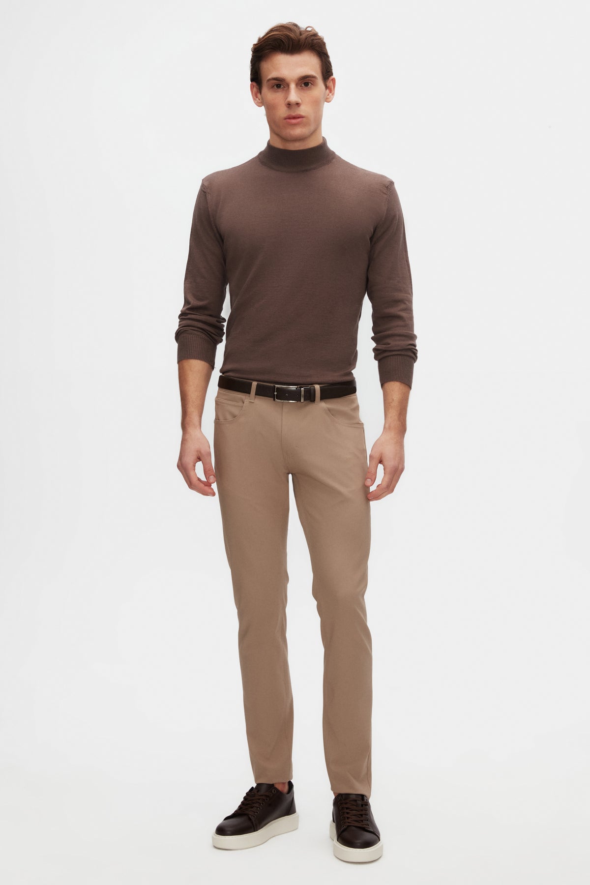 Ds Damat Regular Fit Cotton Blend Half Turtleneck Knit Sweater  - Taupe