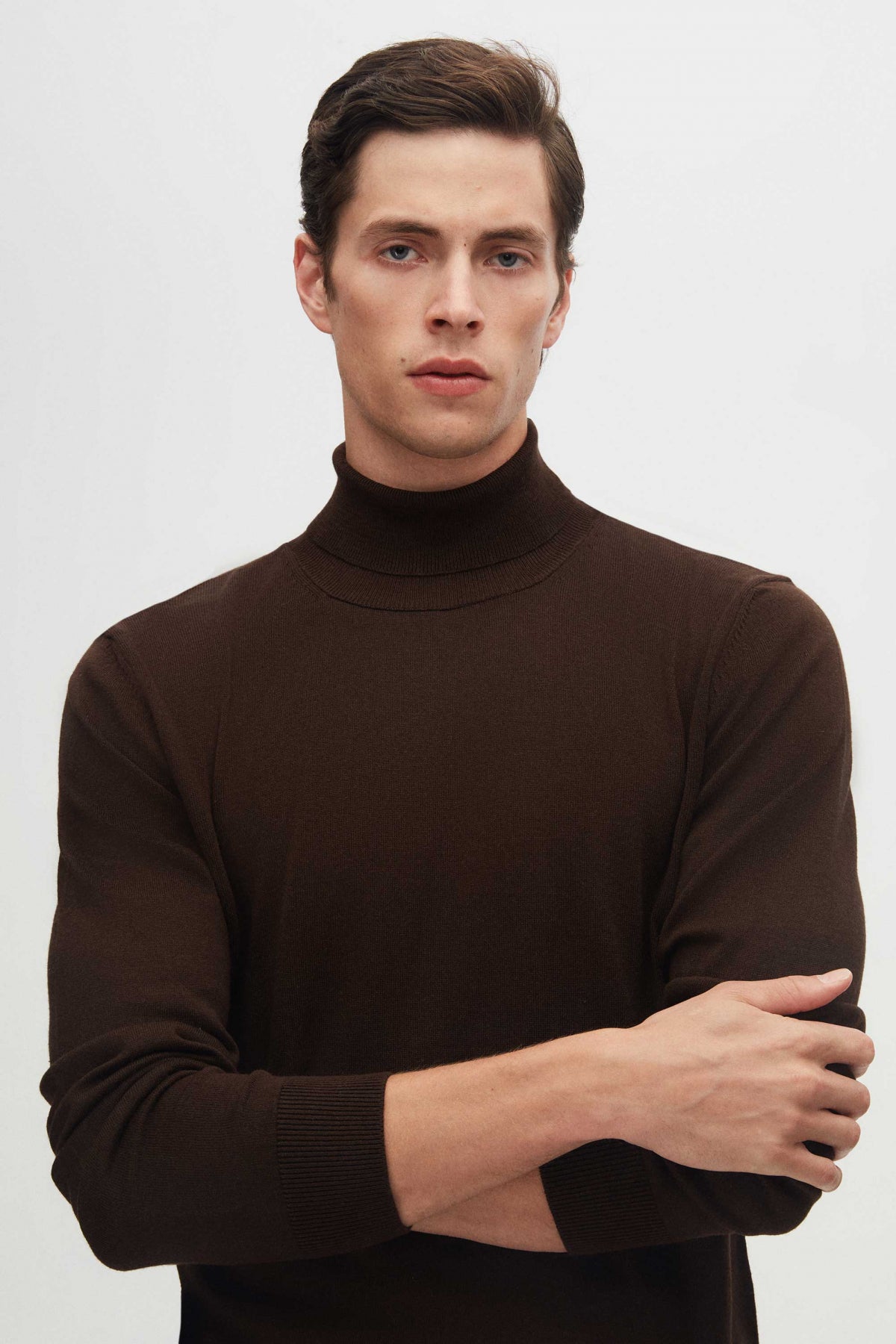 Ds Damat Regular Fit Cotton Blend Turtleneck Knit Sweater  - Brown