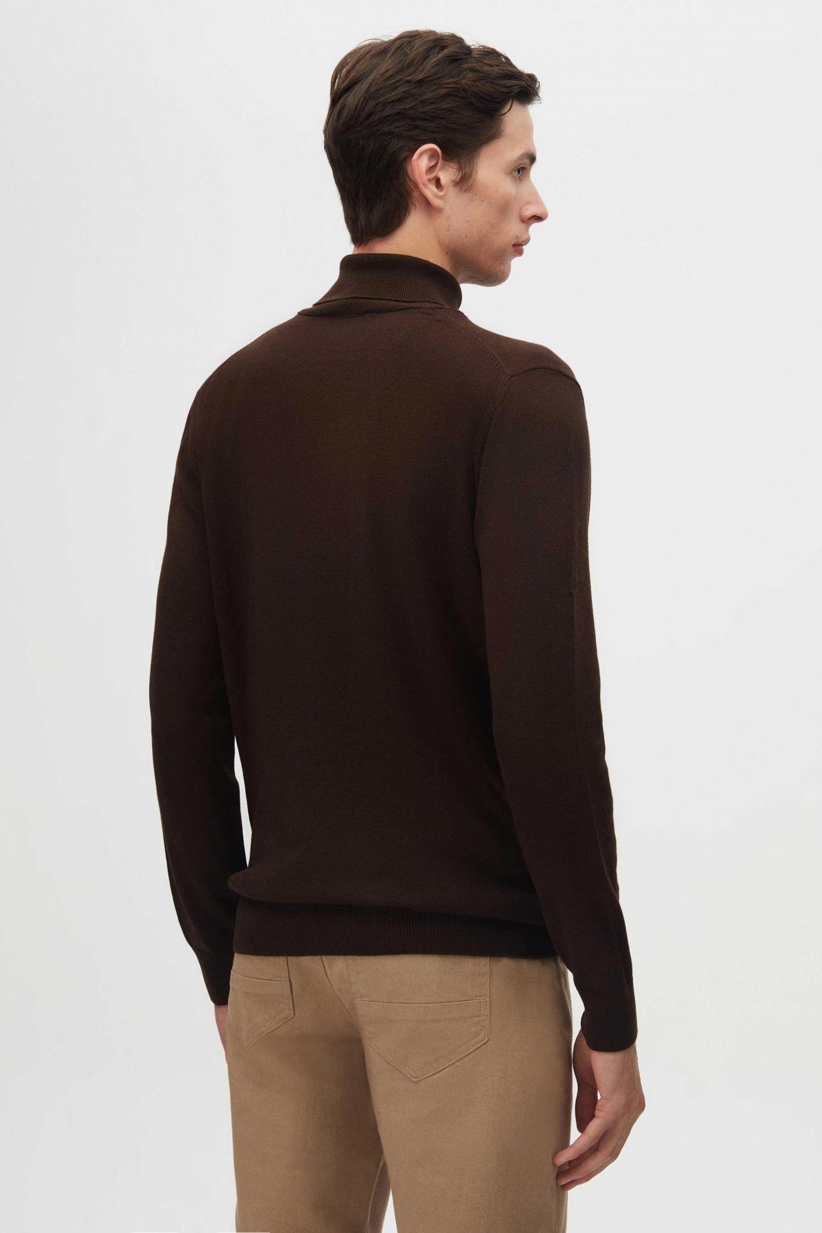 Ds Damat Regular Fit Cotton Blend Turtleneck Knit Sweater  - Brown