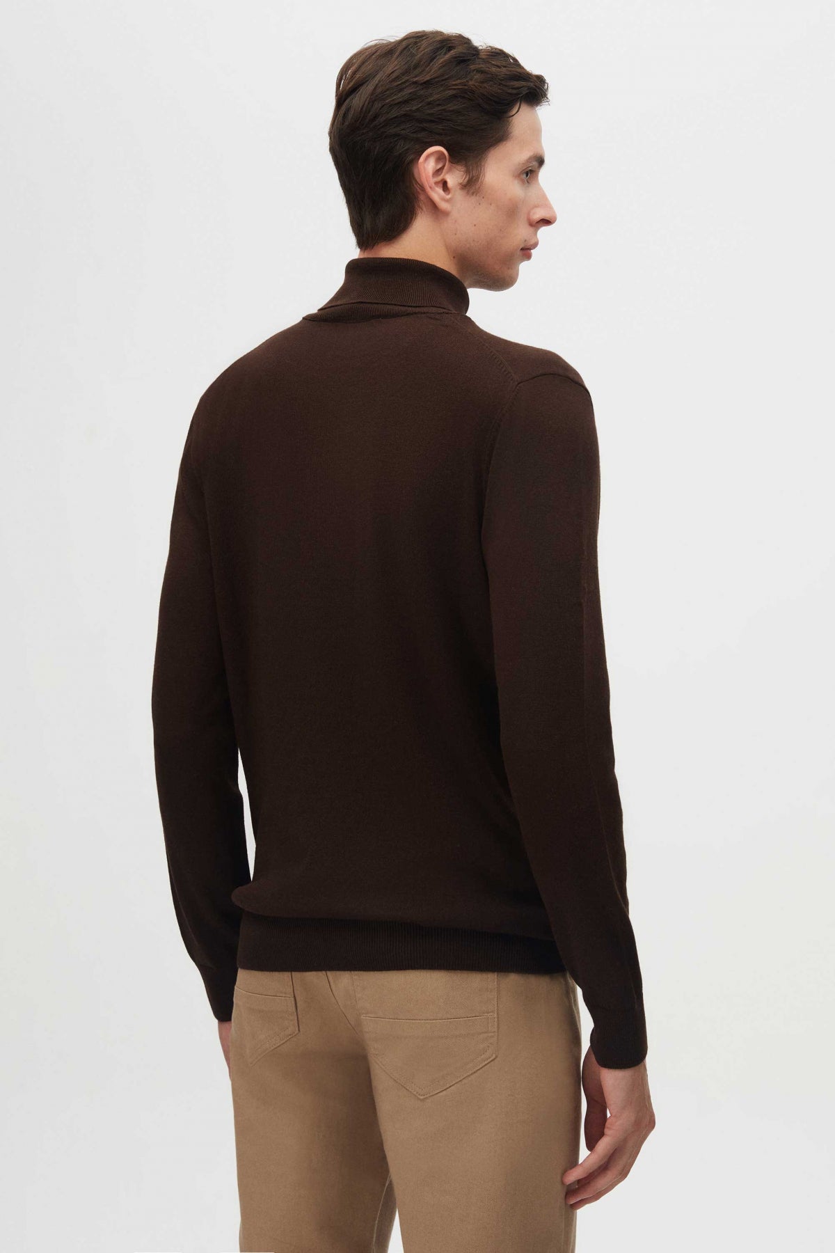 Ds Damat Regular Fit Cotton Blend Turtleneck Knit Sweater  - Brown