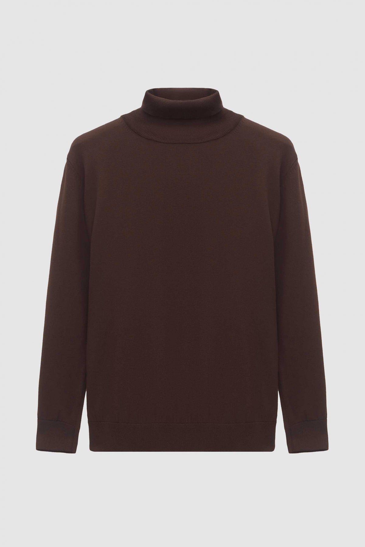 Ds Damat Regular Fit Cotton Blend Turtleneck Knit Sweater  - Brown