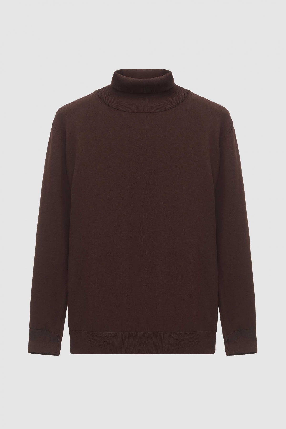 Ds Damat Regular Fit Cotton Blend Turtleneck Knit Sweater  - Brown