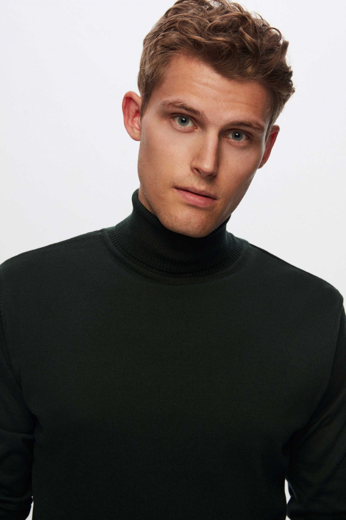 Ds Damat Regular Fit Cotton Blend Turtleneck Knit Sweater  - Khaki