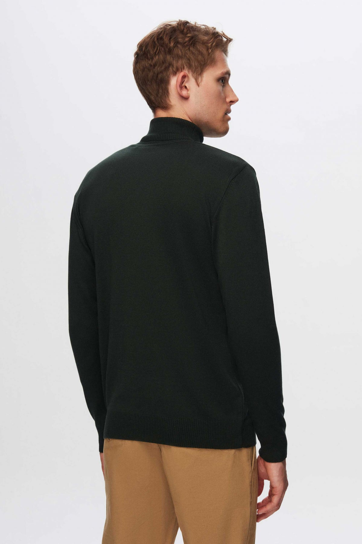 Ds Damat Regular Fit Cotton Blend Turtleneck Knit Sweater  - Khaki