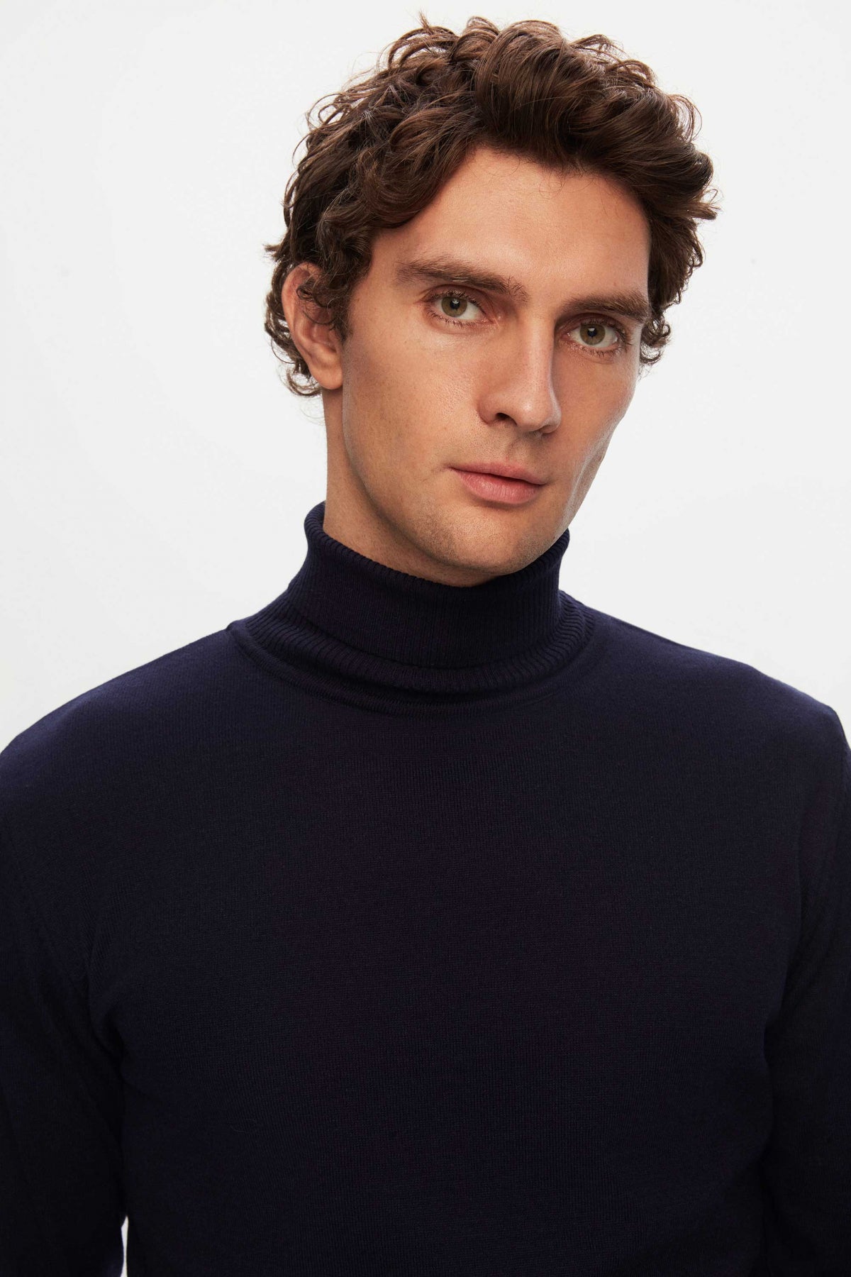 Ds Damat Regular Fit Cotton Blend Turtleneck Knit Sweater  - Navy Blue