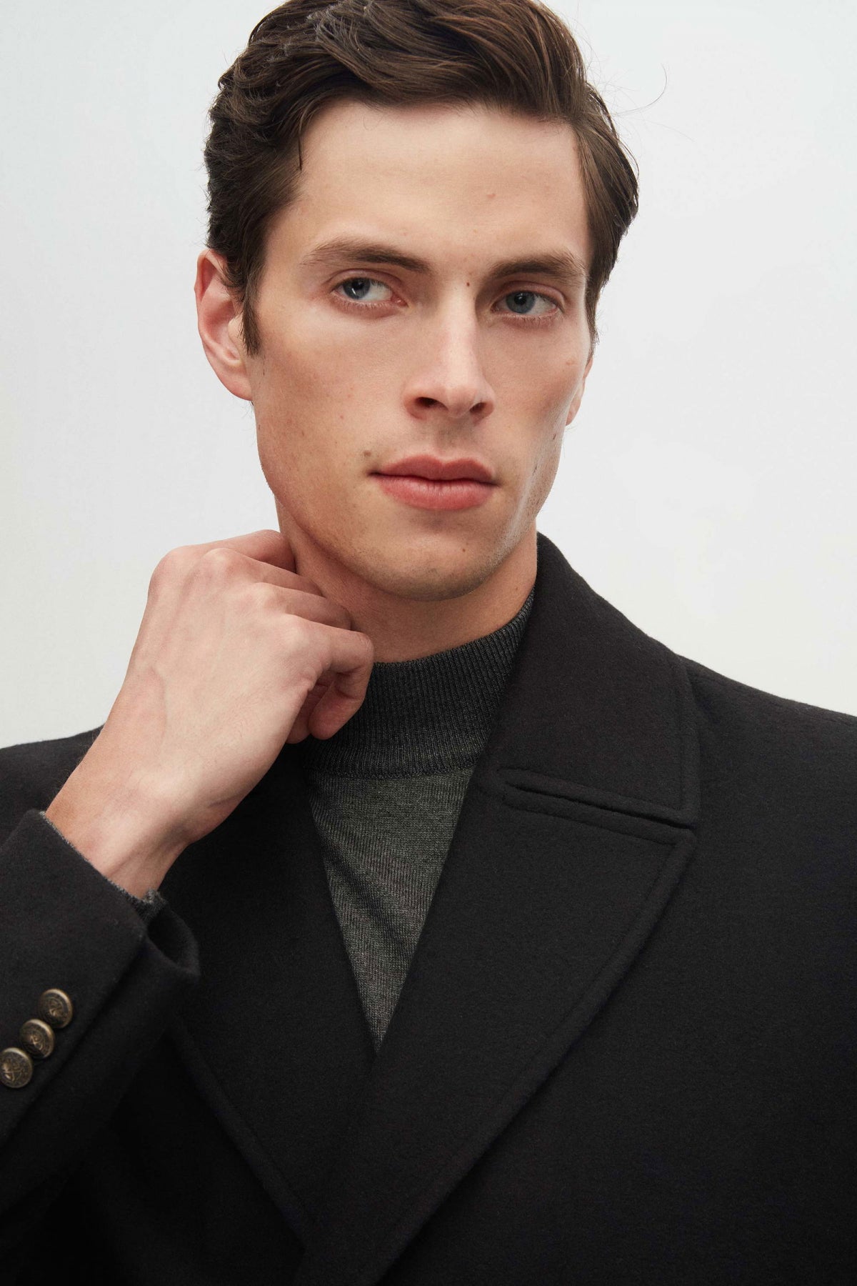 Ds Damat Regular Fit Double-Breasted Sailor Button Detail Wool Coat  - Black
