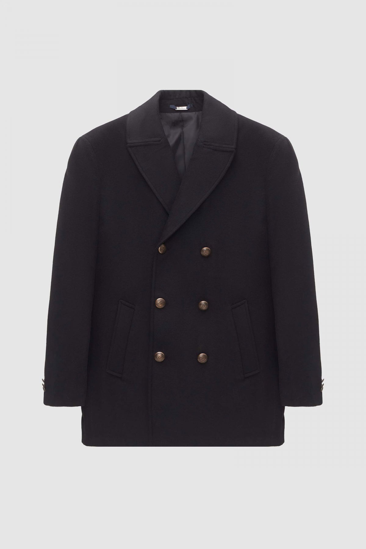 Ds Damat Regular Fit Double-Breasted Sailor Button Detail Wool Coat  - Black