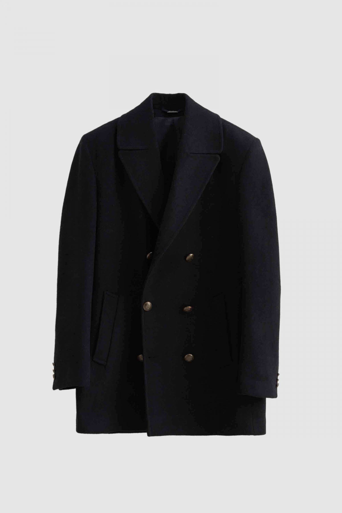 Ds Damat Regular Fit Double-Breasted Sailor Button Detail Wool Coat  - Navy Blue