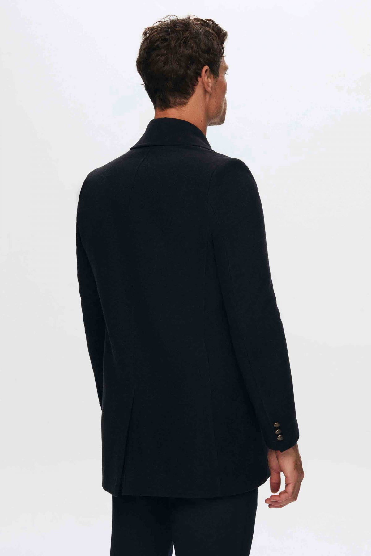 Ds Damat Regular Fit Double-Breasted Sailor Button Detail Wool Coat  - Navy Blue