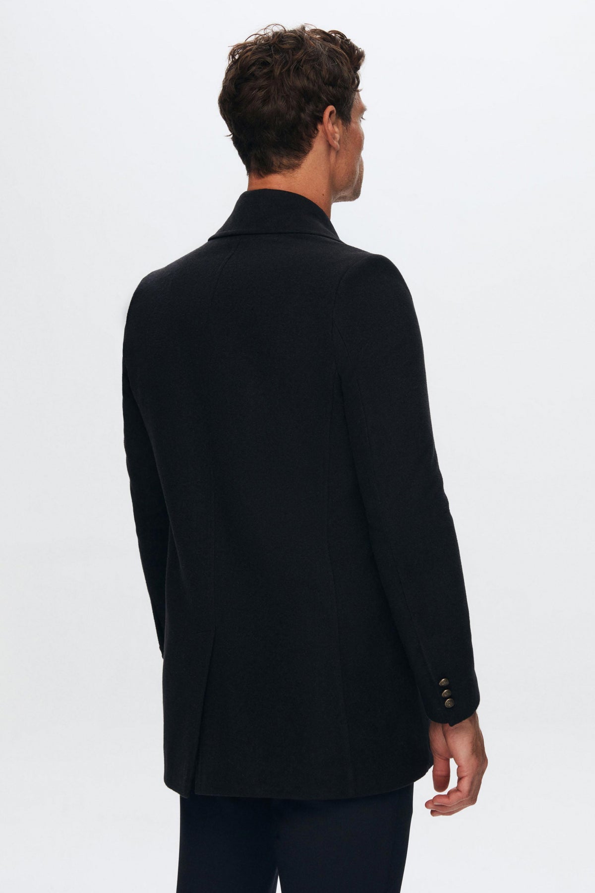Ds Damat Regular Fit Double-Breasted Sailor Button Detail Wool Coat  - Navy Blue