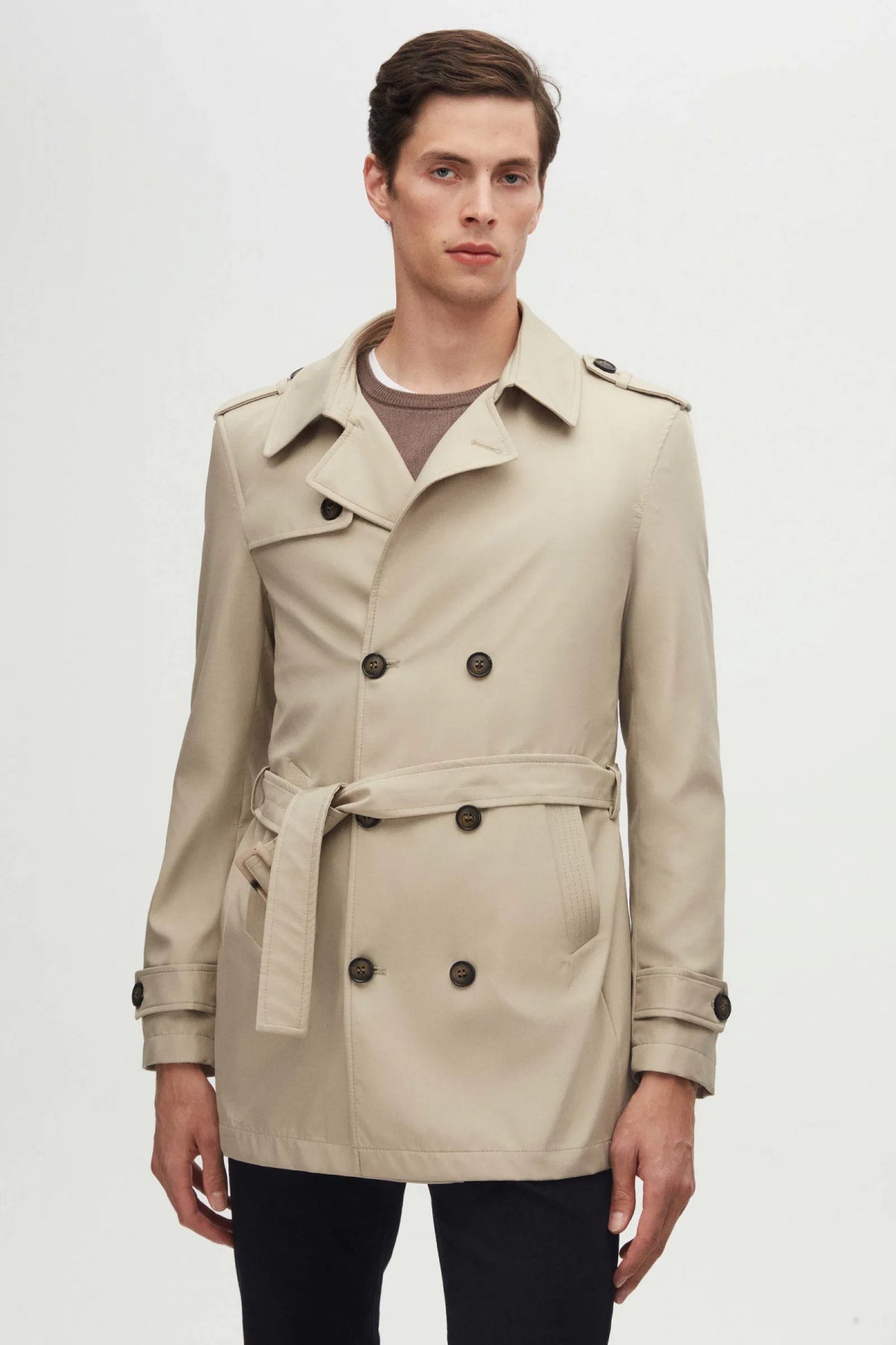 Ds Damat Regular Fit Epaulette Belted Trench Coat  - Beige