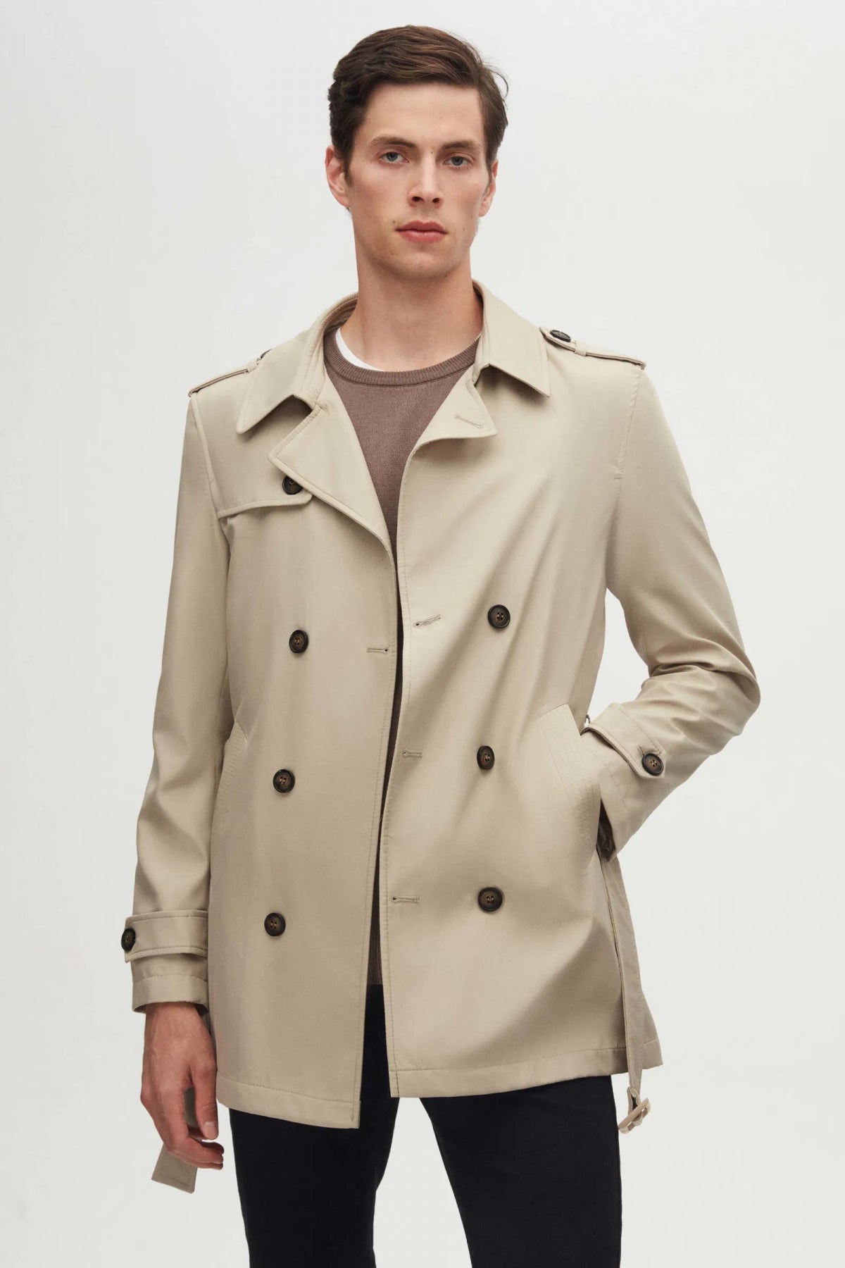 Ds Damat Regular Fit Epaulette Belted Trench Coat  - Beige