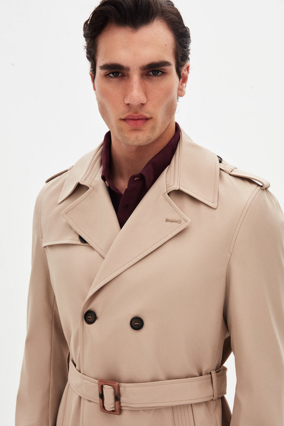 Ds Damat Regular Fit Epaulette Belted Trench Coat  - Dark Beige