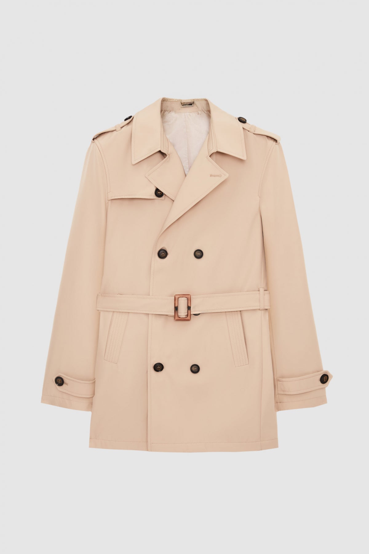 Ds Damat Regular Fit Epaulette Belted Trench Coat  - Dark Beige