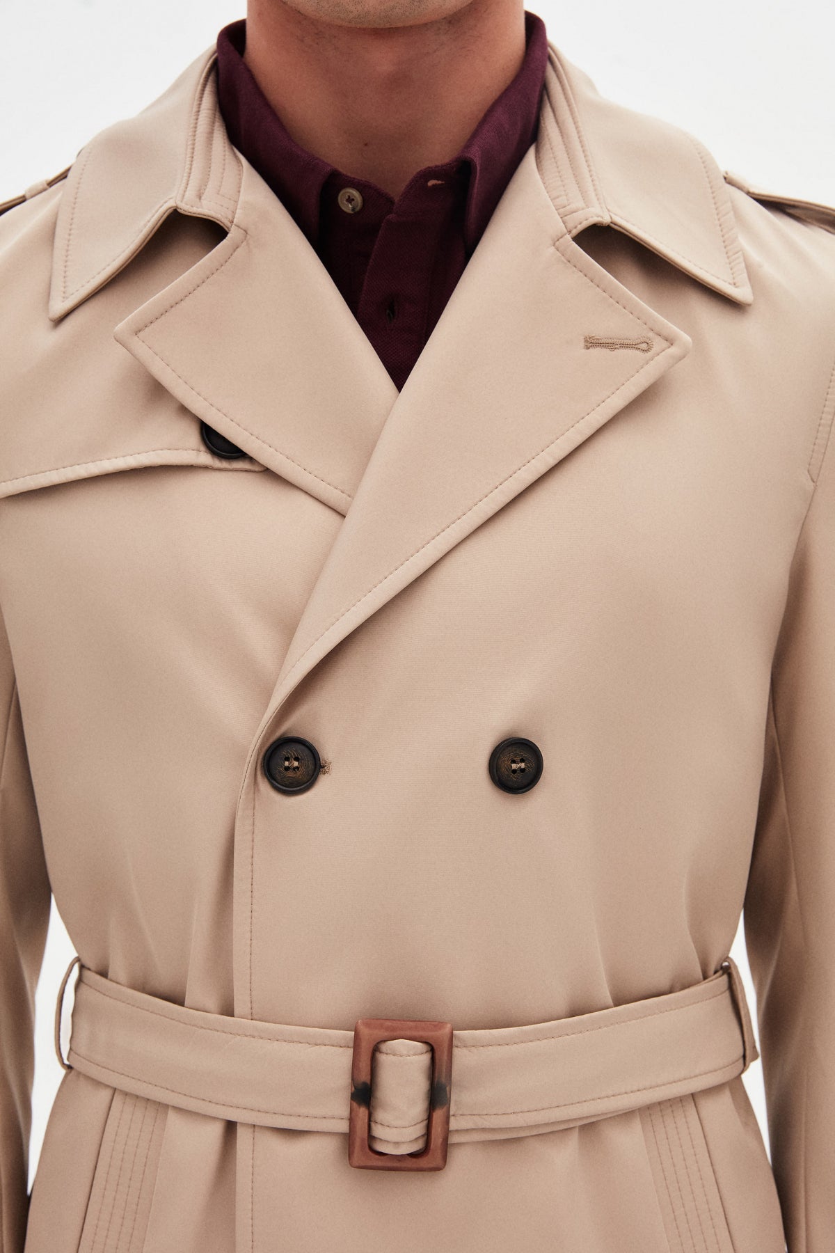 Ds Damat Regular Fit Epaulette Belted Trench Coat  - Dark Beige