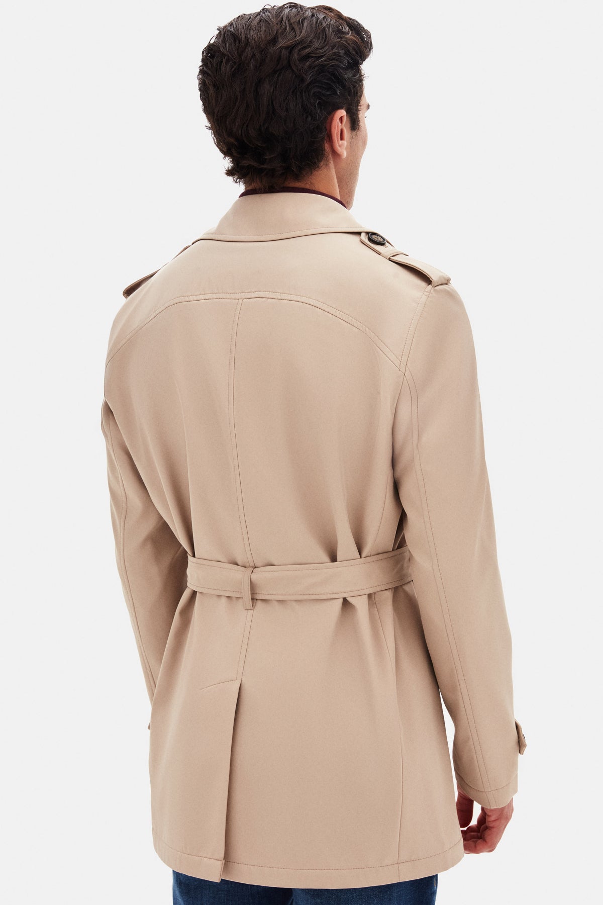 Ds Damat Regular Fit Epaulette Belted Trench Coat  - Dark Beige