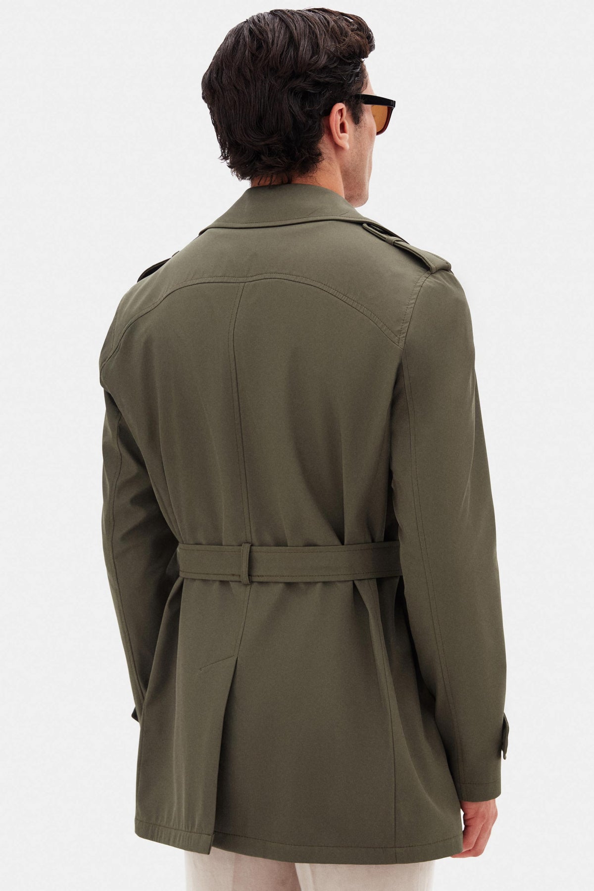 Ds Damat Regular Fit Epaulette Belted Trench Coat  - Dark Khaki