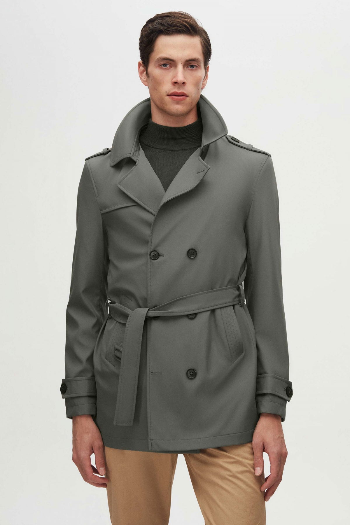 Ds Damat Regular Fit Epaulette Belted Trench Coat  - Khaki