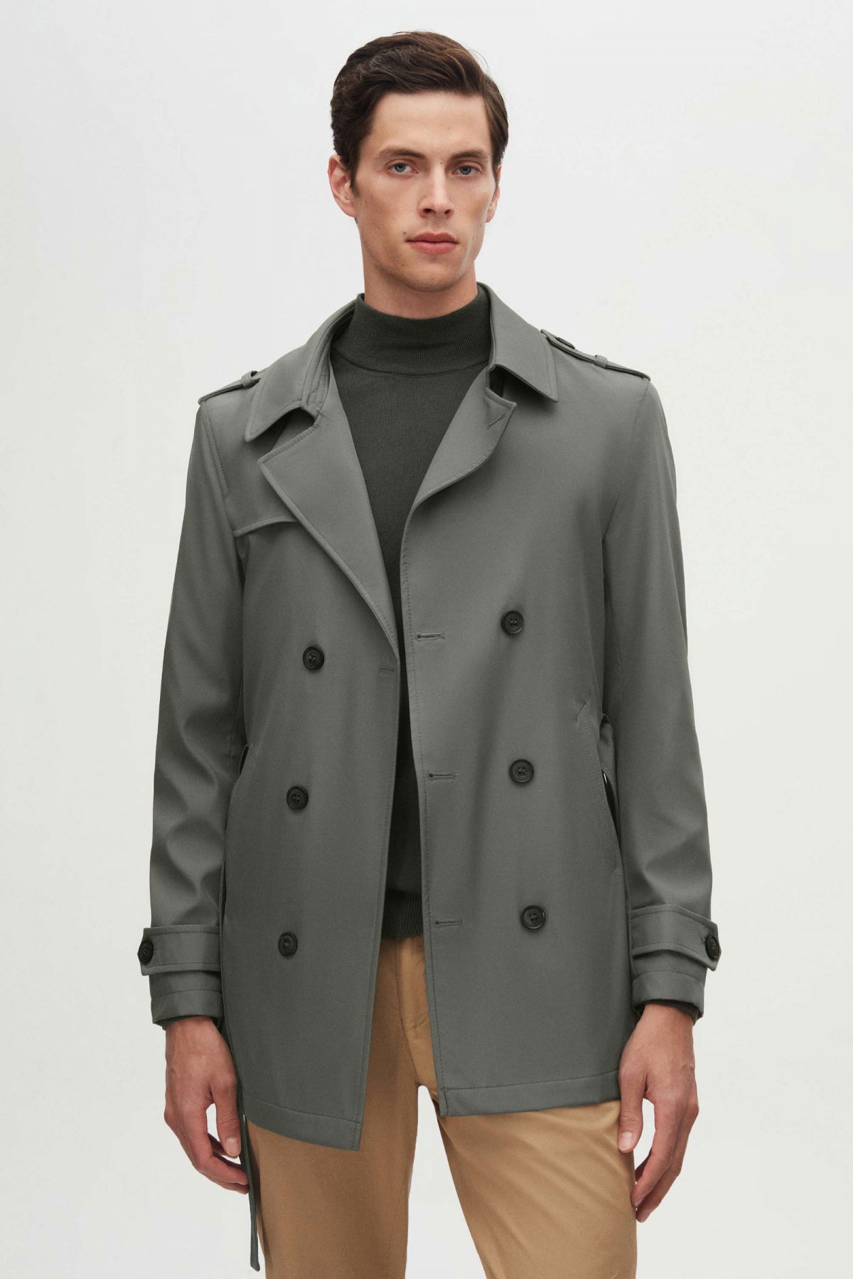 Ds Damat Regular Fit Epaulette Belted Trench Coat  - Khaki