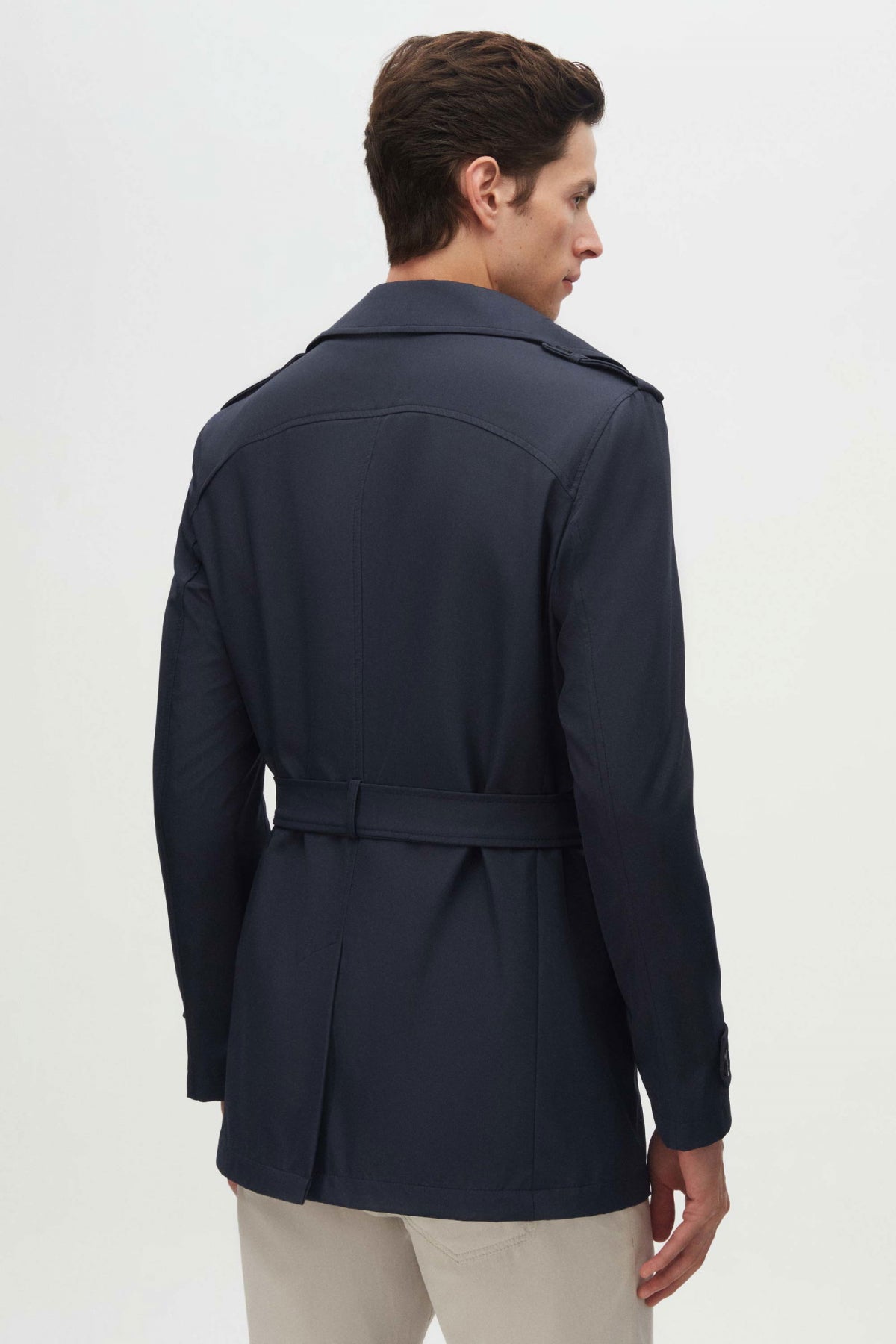 Ds Damat Regular Fit Epaulette Belted Trench Coat  - Navy Blue