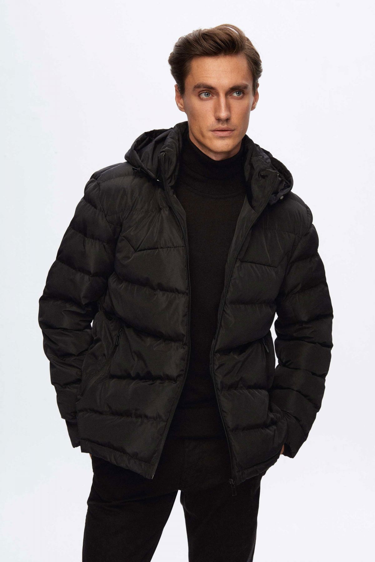 Ds Damat Regular Fit Hooded Puffer Jacket  - Black