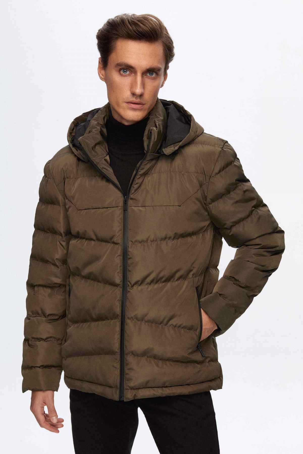 Ds Damat Regular Fit Hooded Puffer Jacket  - Khaki