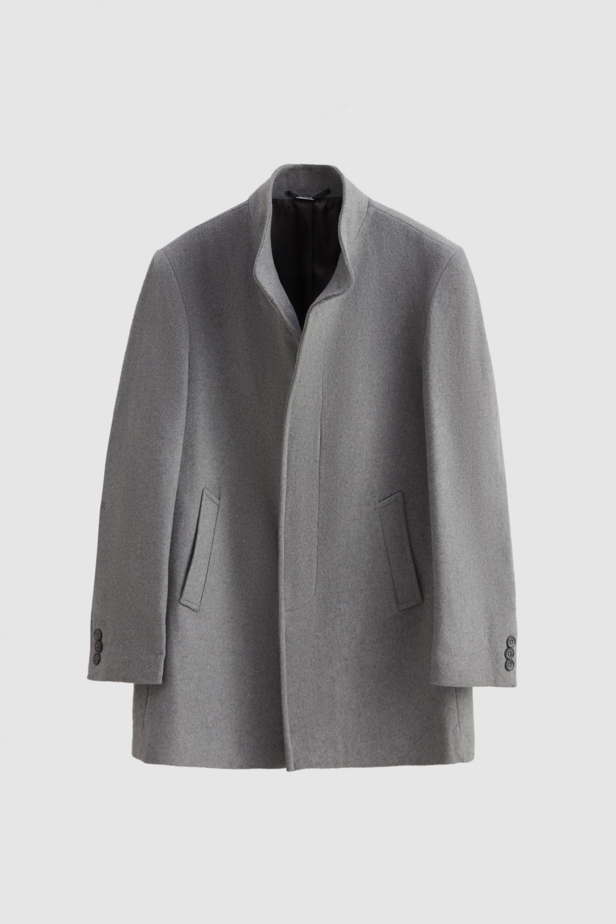 Ds Damat Regular Fit Mandarin Collar Wool Coat  - Gray
