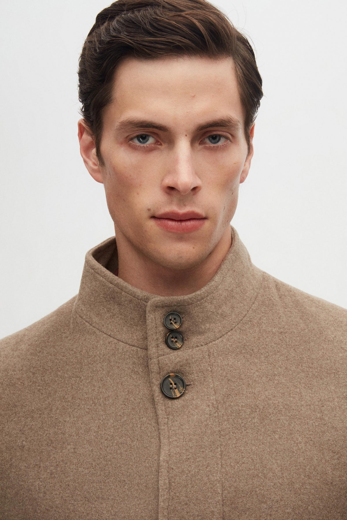 Ds Damat Regular Fit Mandarin Collar Wool Coat  - Taupe