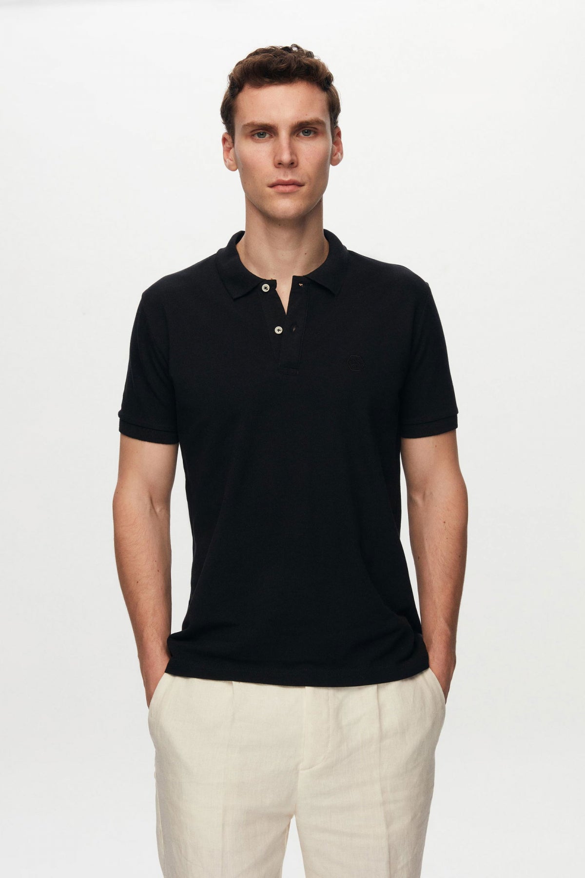 Ds Damat Regular Fit Mixed Color Textured 100% Cotton Polo Collar T-Shirt  - Black/Burgundy/White