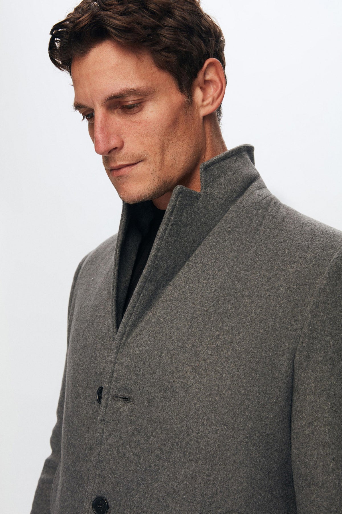 Ds Damat Regular Fit Mono Collar Wool Coat  - Anthracite