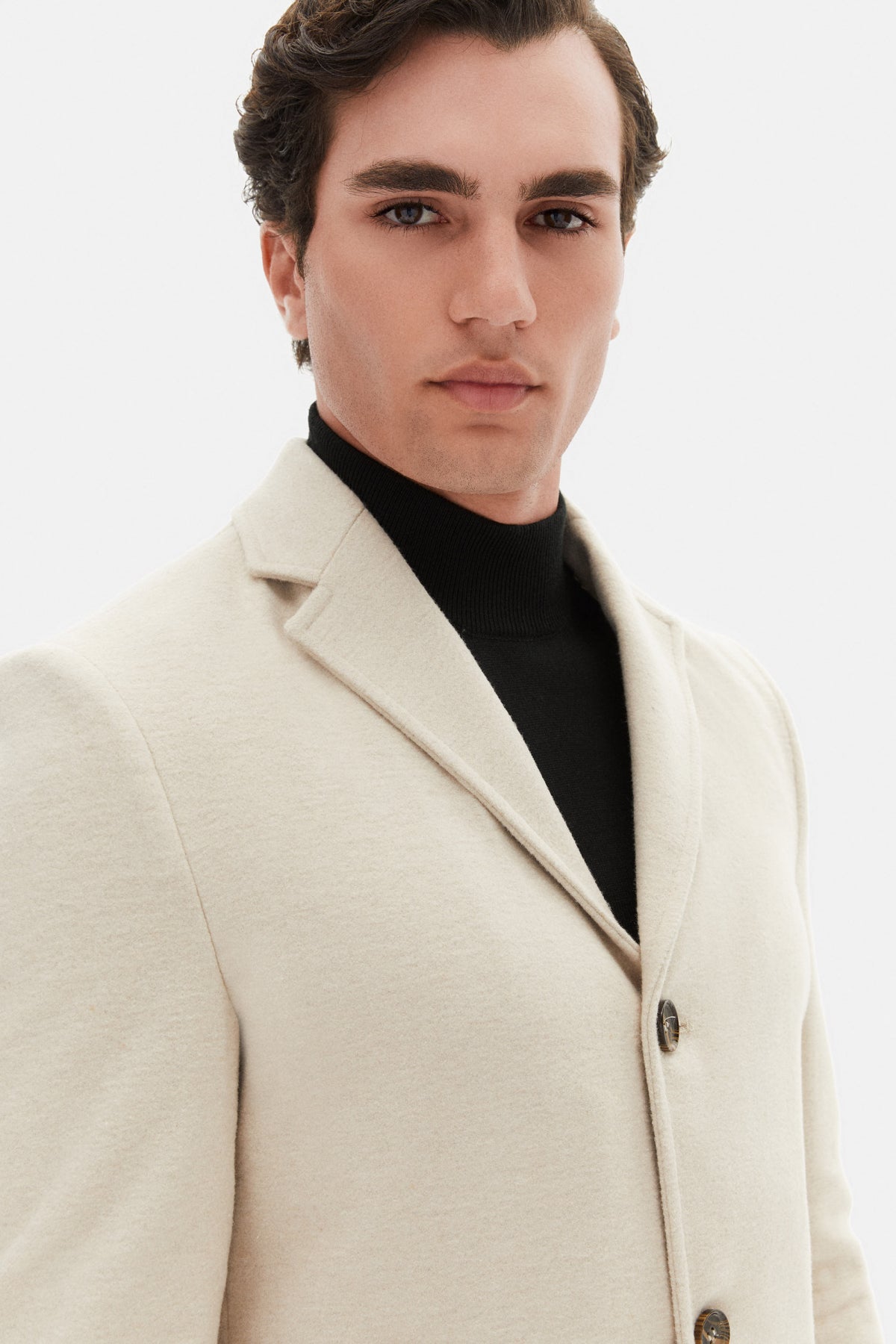 Ds Damat Regular Fit Mono Collar Wool Coat  - Beige