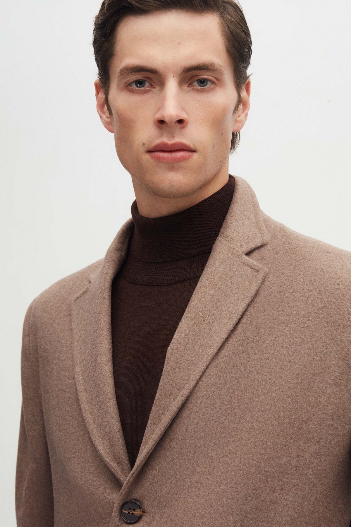 Ds Damat Regular Fit Mono Collar Wool Coat  - Beige