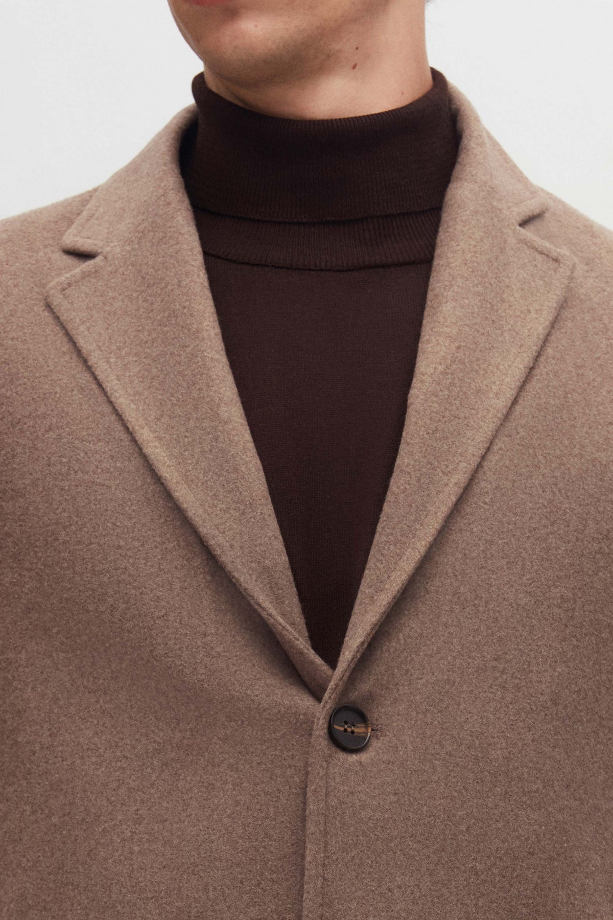 Ds Damat Regular Fit Mono Collar Wool Coat  - Beige