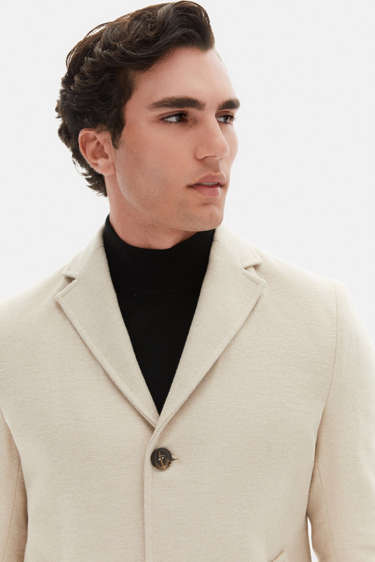 Ds Damat Regular Fit Mono Collar Wool Coat  - Beige