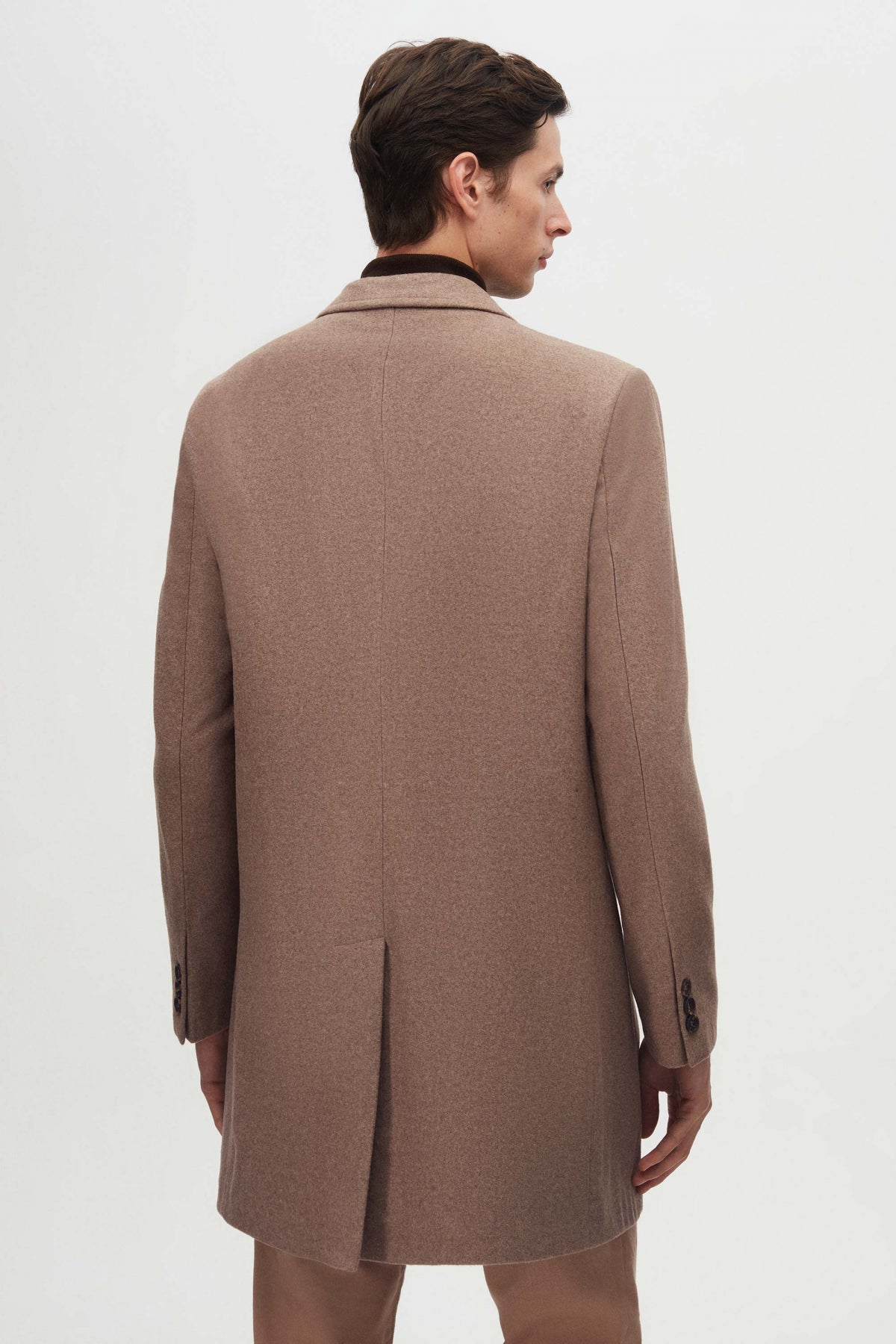 Ds Damat Regular Fit Mono Collar Wool Coat  - Beige