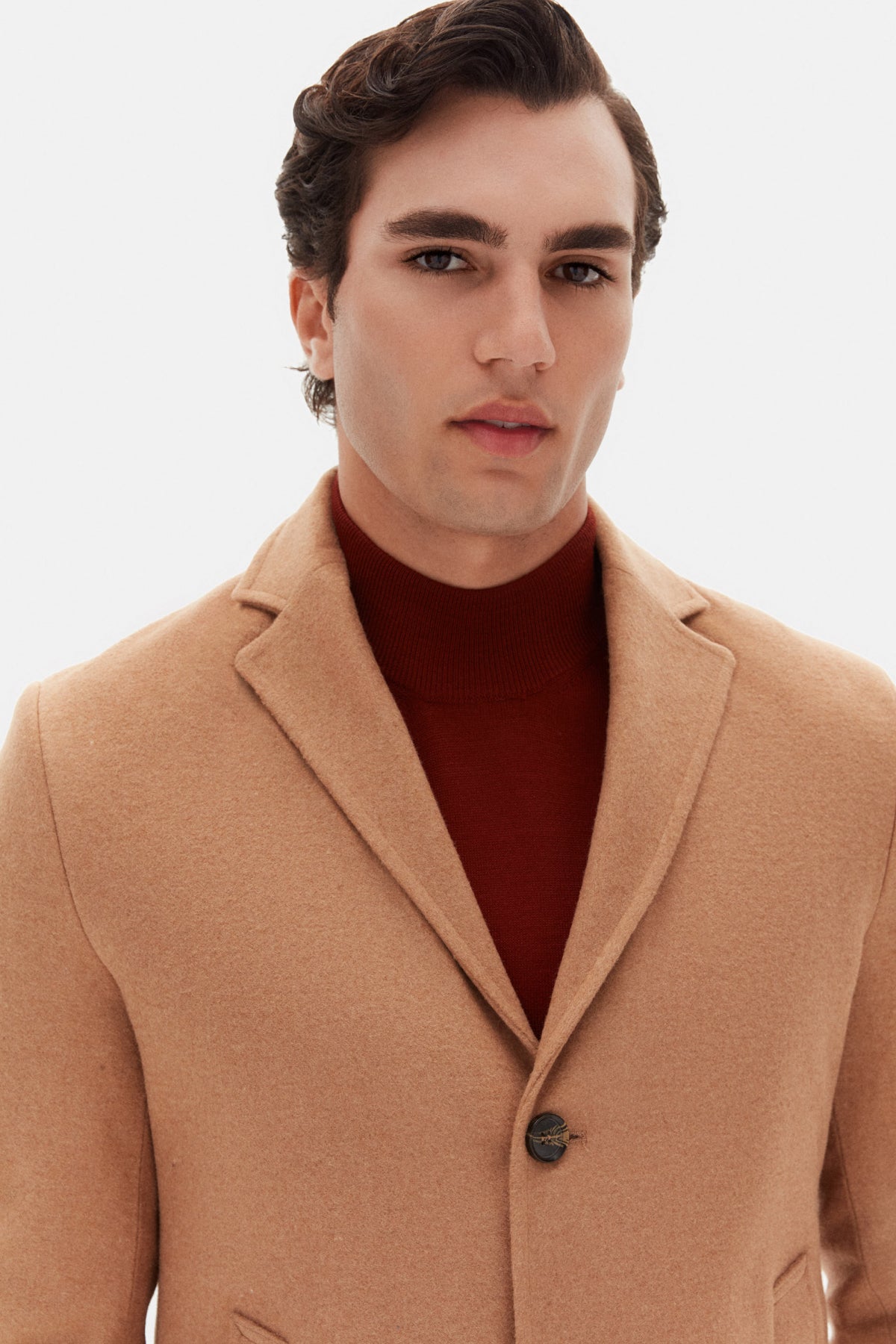 Ds Damat Regular Fit Mono Collar Wool Coat  - Beige