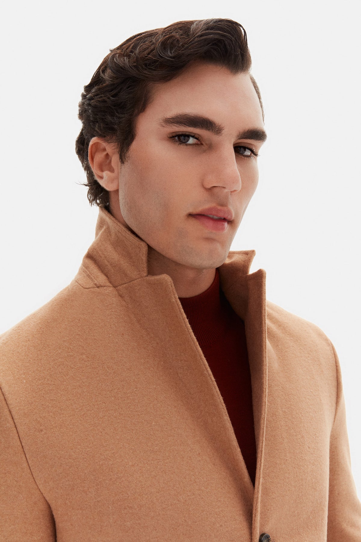 Ds Damat Regular Fit Mono Collar Wool Coat  - Beige